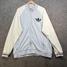 Adidas Track Jacket Mens Size UK XXL Blue White Bomber Varsity Trefoil Originals