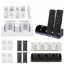 2x/4x Wii Controller Battery Pack Rechargeable+Charger Dock Station For Nintendo