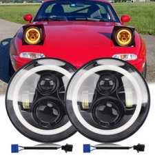 Fit for 90-97 Mazda Miata MX5 MX-5 Pair 7'' LED Halo Ring Headlight Lights H6024
