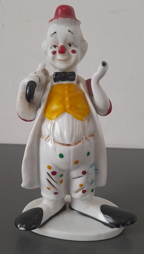 Vintage porcelain clown figure - vintage,