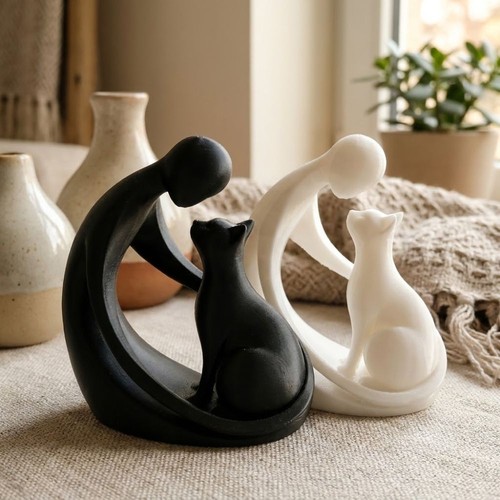 Modern abstract human and cat - human,