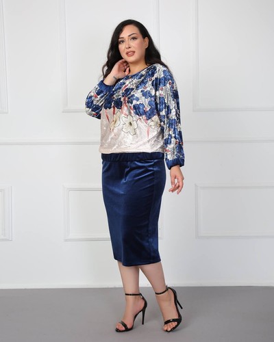 Women 2pcs velvet floral - 2pcs,