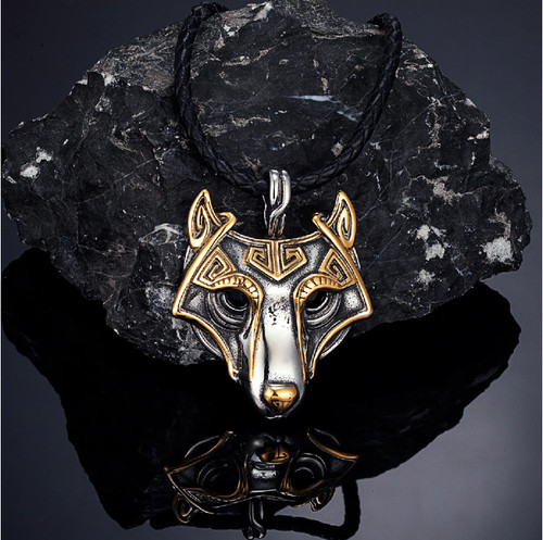 Viking wolf head pendant - wolf,
