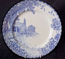 CROWNFORD Burslem Staffordshire blue and white Vintage Watermill pattern plate