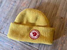 Fjallraven 1960 Logo Yellow Wool Cuffed Beanie Hat Unisex One Size Ribbed