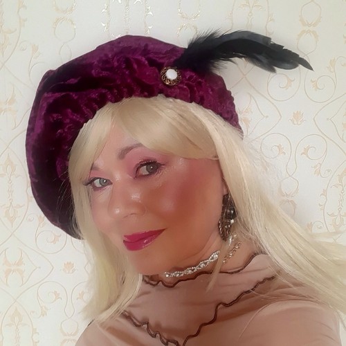 Purple velour medieval hat - purple,