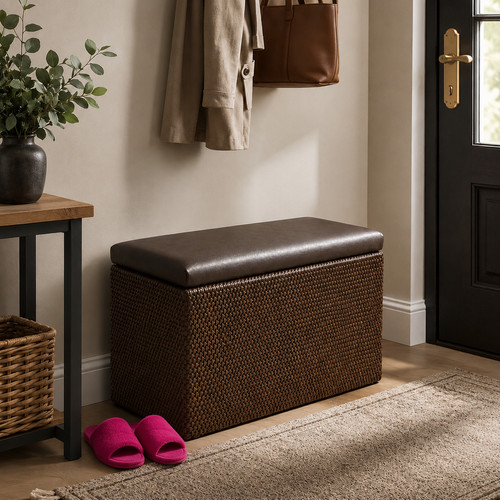 Rattan storage ottoman - rattan,