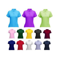 Ladies & Girls Pique Polo T Shirt Size 8 to 22 WOMENS CASUAL PLAIN SHORT SLEEVE
