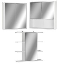 White Wooden Wall Mounted Mirror Door Bathroom Cabinet Medicine Make Up Storage