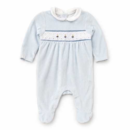 Baby velour footed sleepsuit - velour,