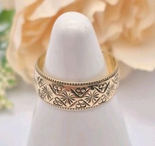 9ct Gold Decorative Band Ring, Size N, Hallmarked Sheffield 2003