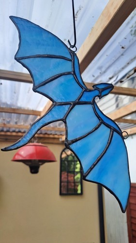Stained glass blue dragon - stained,
