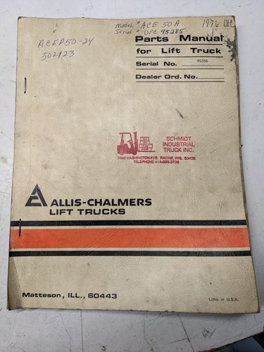Allis chalmers parts - allis, list
