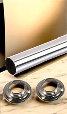 90CM Hanging Rail Chrome Wardrobe Clothes Pole 25mm Round Tube Bar Closet 900MM