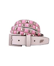 Double Stud Leather Belt White