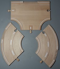 BRIO ROAD TRACK 2 x CURVE + T-SWITCH T Junction Pieces Wooden Railway