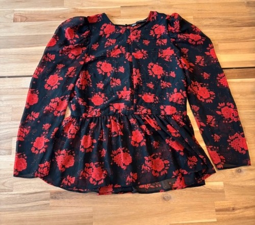 Zara floral puff - sleeve, peplum