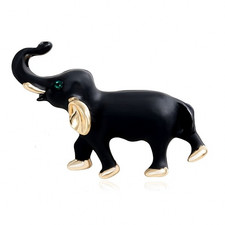 Elegant Black Elephant Brooch with Golden Accents  Cute Animal Pin for Women UK