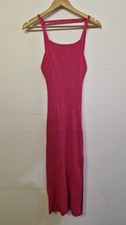 Ladies Size S Miss Selfridge Pink Ribbed Strappy Low Backed Dress