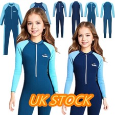 UK Kid Rash Guard Girl Boy Swimsuit One Piece Full Body Surfing Swimming Costume