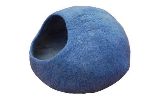 Hand felted pure wool cat - , cave