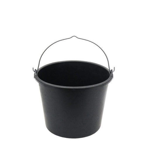 Plastic bucket black heavy - black,