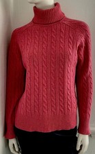 GANT Cable Knit Turtle Neck Jumper Wool Cashmere Silk Pink Size Large Free P&P