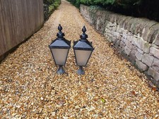 Pair of copper/brass Victorian style pillar /lights/lanterns/lamps outside post