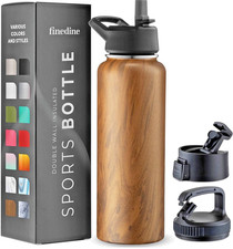 Triple Insulated Stainless Steel Water Bottle with Straw Flip Top Lid 750ml