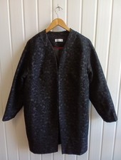 Gallery Black Brocade Edge To Edge Overcoat Size 16 Fully Lined FO