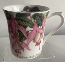 Queens Fine Bone China Cloverdale Pearl Mug Pink Fuchsia Flowers England