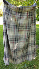 Vintage St Michael Grey Wool Check Tartan Pleated Kilt Skirt sze 10, lightweight