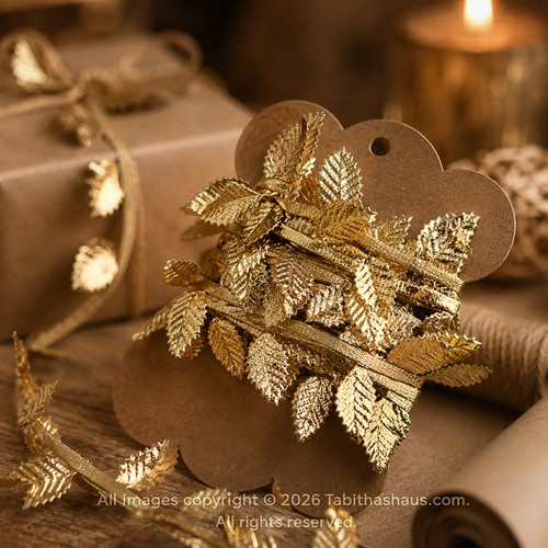 Golden leaf ribbon - 3m,