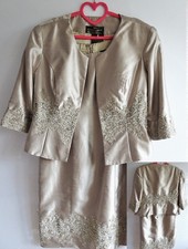 MOTHER OF THE BRIDE OUTFIT SIZE 16 by GINO CERRUTI IN CHAMPAGNE GOLD BRAND NEW
