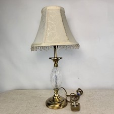 Cut Glass Centre Table Lamp With Droplet Lamp Shade Vintage Style Working Tested