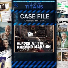 TABLETOP Murder Mystery Game, Unsolved Cold Case - Murder at Mancino Mansion