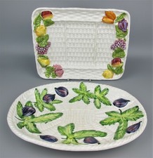 Majolica Serving Plates Platters x 2. Pottery. Hand painted fruits. Portugal.