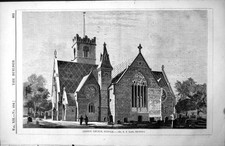 Old Antique Print Exterior Leiston Church Suffolk E B Lamb Architect 1854 19th