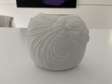 Vintage Kaiser Small Bisque Porcelain Vase   Floral Design  Signed M. Frey