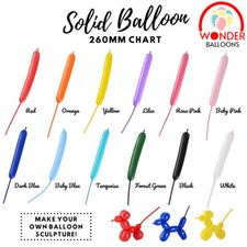 100 X Long Plain Balloons Latex Balons 260Q Twisting Modelling Long Balloons UK