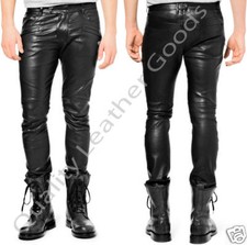 MENS LEATHER LEDER CUIR JEANS