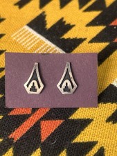Vintage Hopi Sterling Silver Stud Earrings Shadow Cutout Native American Arrow