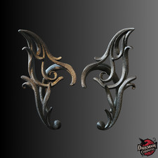 Gothic Elf Ear Cuffs – Ornate Fantasy Ear Wraps in Black, Black Glitter or Bone