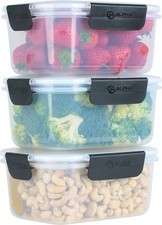 Alpha Designs Meal Prep Containers Reusable Food Lunch Box with Lids 3 Pack