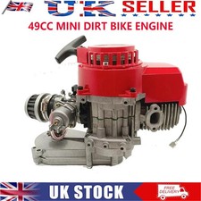 49CC MINI DIRT BIKE ENGINE WITH TRANSFER BOX RED PULL START MINI MOTO UK*^#