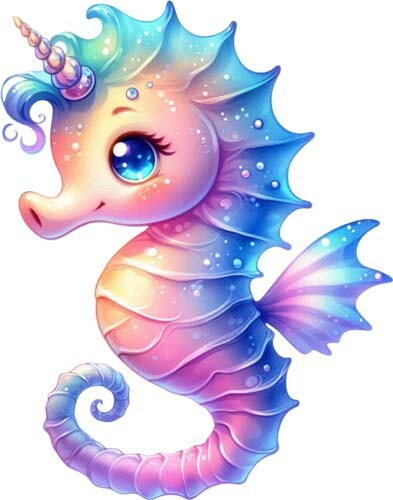 Watercolour seahorse wall art - watercolour,
