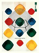 MID CENTURY 1950'S EAMES KNOLL BERTOIA CHAIRS ADVERTISEMENT A3 POSTER RE PRINT