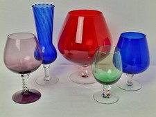Job lot of 5 coloured art glass vases 1960s 1970s retro vintage brandy balloons