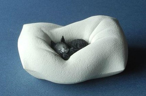 Cat sleeping pillow statue - cat,