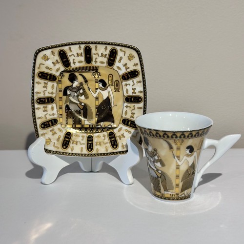 Egyptian teacup saucer set - egyptian,